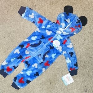 Disney Baby OH BOY Mickey Mouse Romper Blue 3-6mo